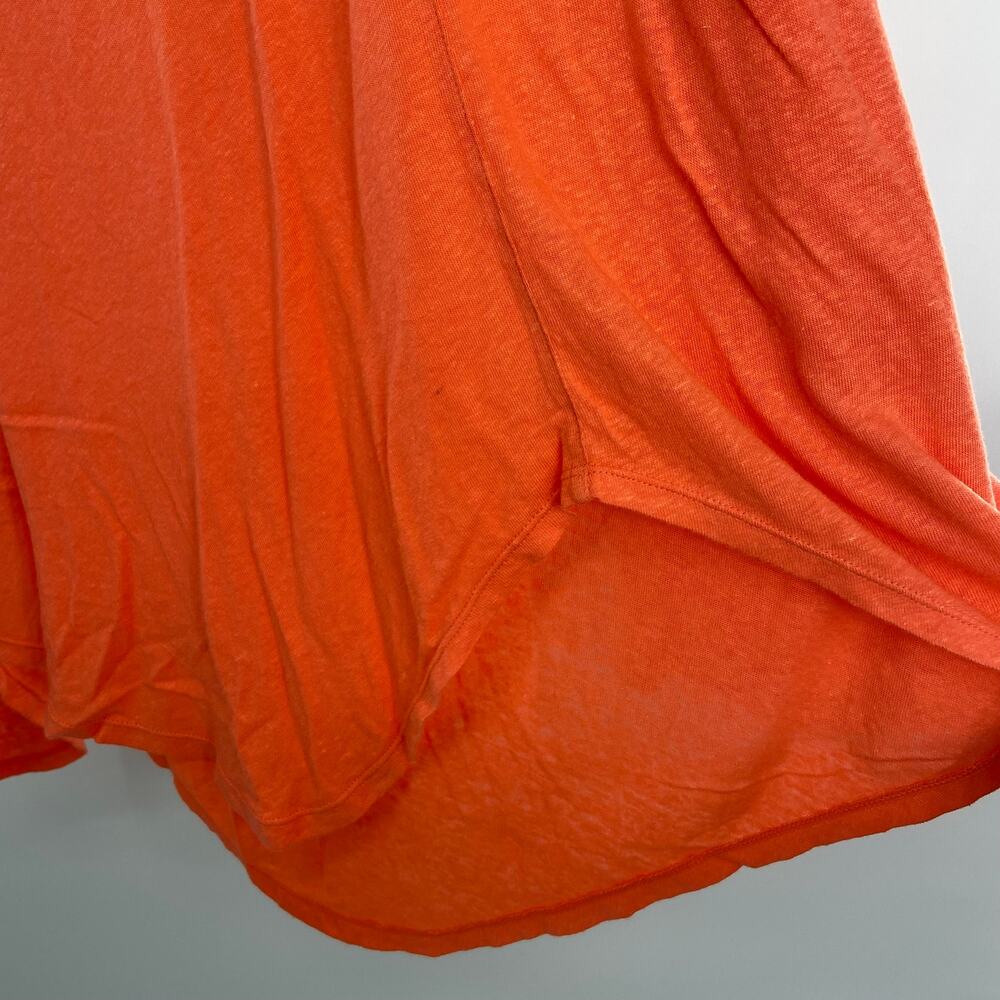 FREE PEOPLE Orange Faux Wrap Linen Scallop Hem Short Sleeve Scoop Neck Top XS - Picture 4 of 11